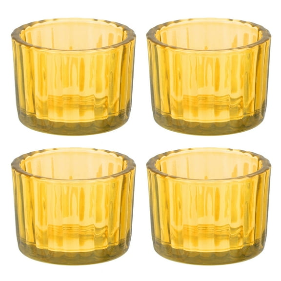 Uxcell Glass Empty Candle Jars, 4 Pcs Ribbed Candle Containers for Candle Making, DIY Gifts, Home Decor, Storage, Gold Tone