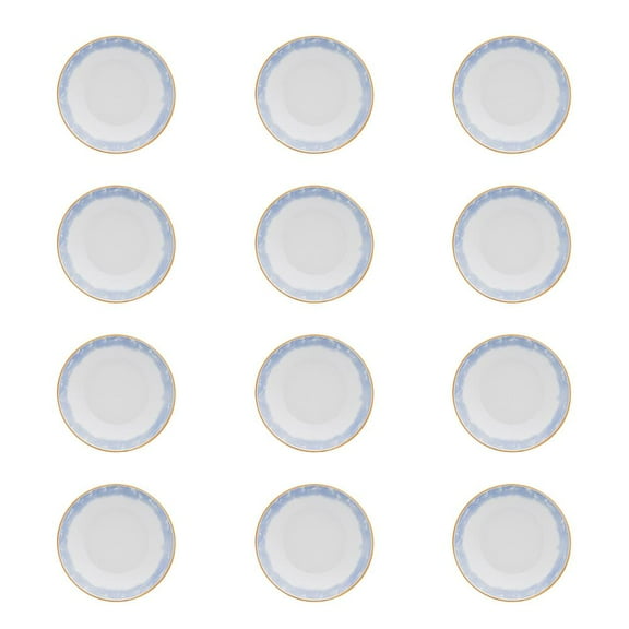 Manhattan Comfort Oxford Coup 6 Large Dinner 8.46" Soup Bowls  in Blue and Yellow