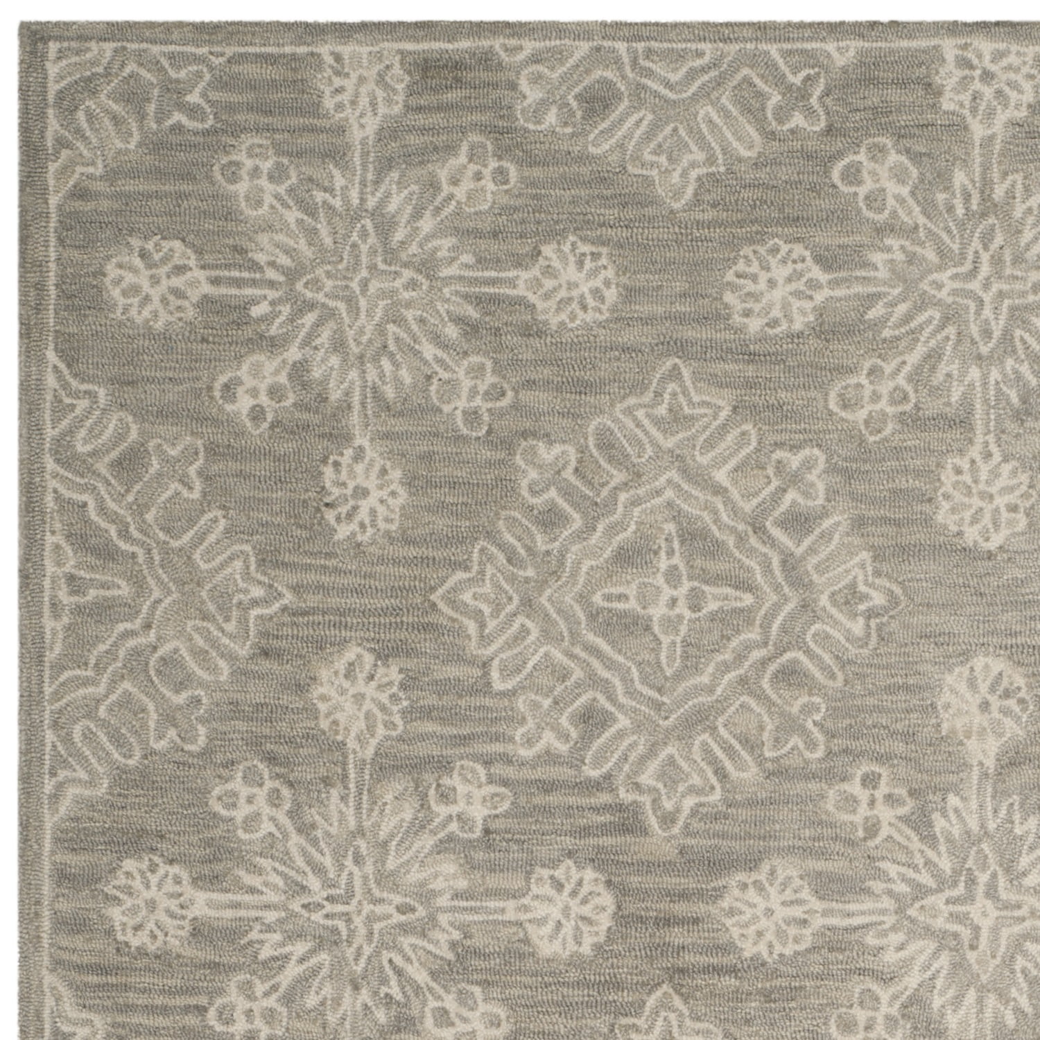 SAFAVIEH Blossom Emmerson Damask Snowflakes Wool Area Rug, Light Beige, 4' x 6'