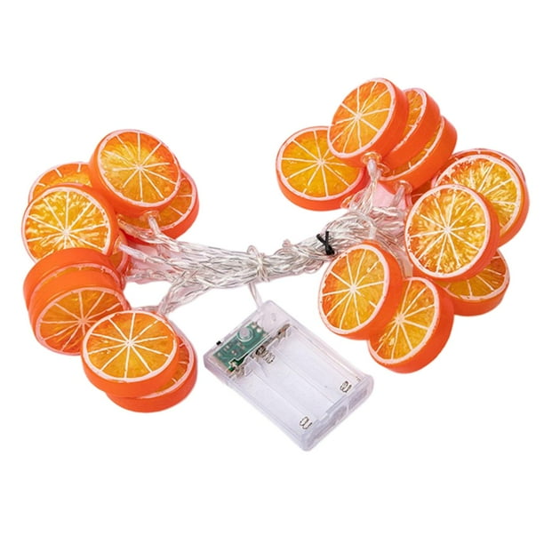 Guirnalda de luces LED con forma de limón para jardín, lámpara colgante, decoración del hogar, batería Naranja 300cm
