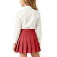 thumbnail image 5 of Girls 2-Piece Preppy School Uniform Set, White Long Sleeve Button-Down Shirt & Pleated Skirt with Liner, 3-15Y Kids Casual Outfit for Back to School Red 14 Years, 5 of 9