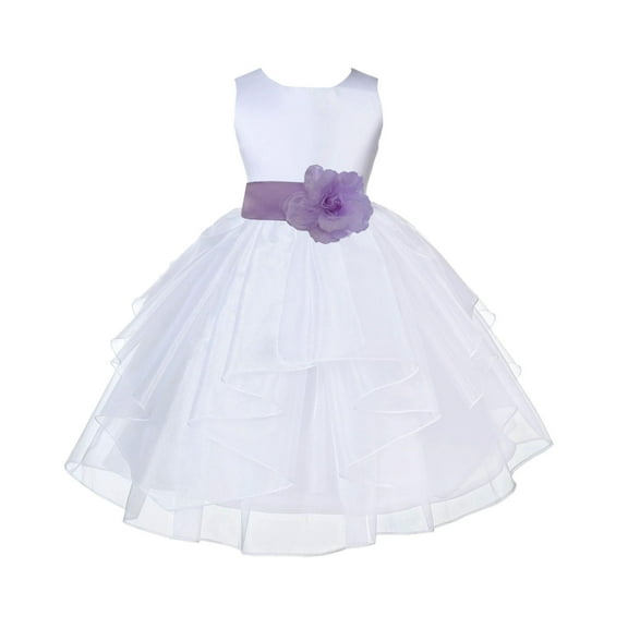 Ekidsbridal Satin Shimmering Organza White Flower Girl Dress Communion Baptism Gown Birthday Formal Evening Father Daughter Dance 4613T 10