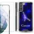 thumbnail image 1 of Shockproof Bumper Phone Case for Samsung Galaxy S22 5G, with Tempered Glass Screen Protector, by OneToughShield ® - Zodiac / Cancer, 1 of 4