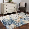thumbnail image 3 of Area Rugs for Living Room Bedroom, Blue Eucalyptus Coastal 4'x6' Rug Washable Carpet Runner Indoor Outdoor, Beach Starfish Shell Nautical Rustic Non Slip Accent Floor Mats Rug for Kitchen, Office, 3 of 8
