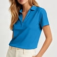 thumbnail image 4 of Womens V Neck Collared Shirts, Short Sleeve Business Dressy Casual Tops, Summer Flowy Trendy Tees, 4 of 8