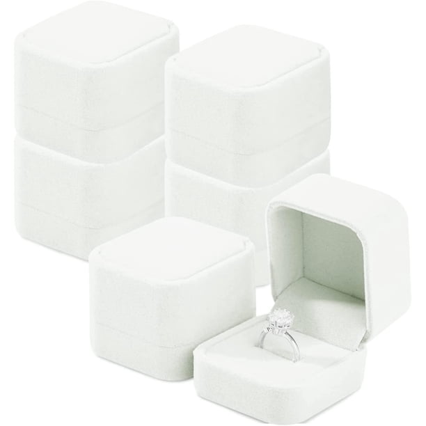 Cajas de regalo de joyería Caja de regalo de caja de anillo de arete de collar, caja de regalo de anillo de caja de joyería de terciopelo de 6 paquetes, cajas de caja de anillo individual Cajas d