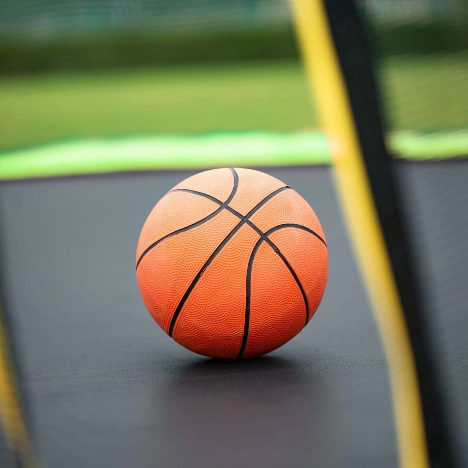 15FT Trampoline with Basketball Hoop, Ladder & Inflator, Outdoor Backyard Trampoline with Safety Enclosure Net, Rust-Resistant Galvanized Frame for Kids & Adults, Green