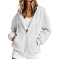 thumbnail image 4 of Aihuaihua Zip Up Hoodie Women Oversized 2026 Zip Up Y2K Hoodies Casual Long Sleeve Sweatshirts Fall Spring Track Jackets (White,XXL), 4 of 7