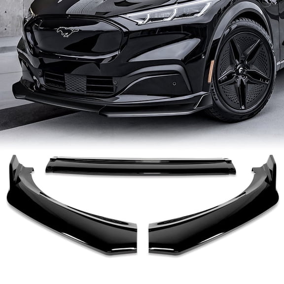 Stay Tuned For 2021-2025 Ford Mustang Mach-E GT-Style Painted BLK Front Bumper Spoiler Lip