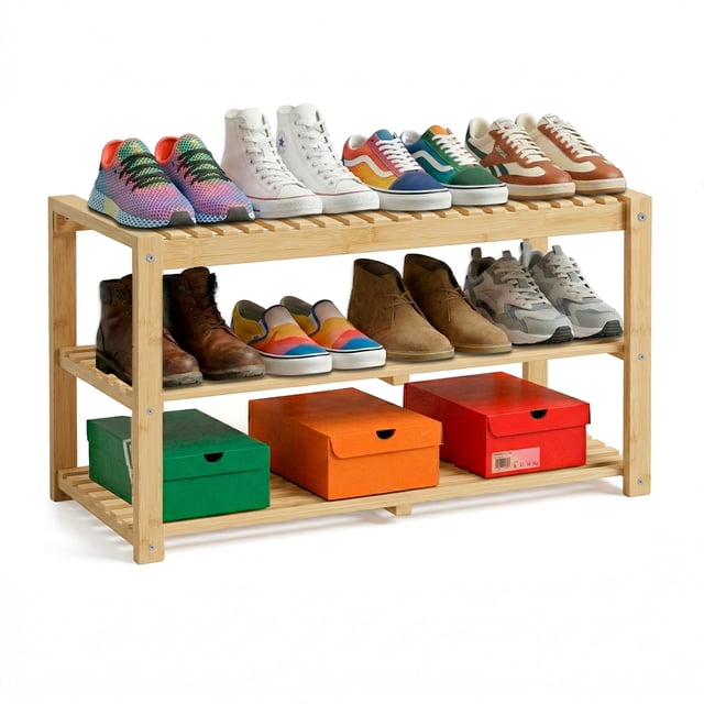 Zapatera de Madera de Bambú Multiusos Redlemon 3 Niveles 8-10 Pares