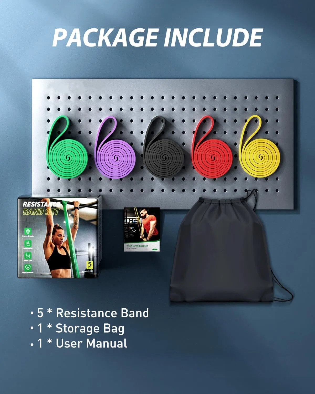 Skdwakiz Resistance Bands Set, 5 Pieces, Up to 330 Lbs photo 6