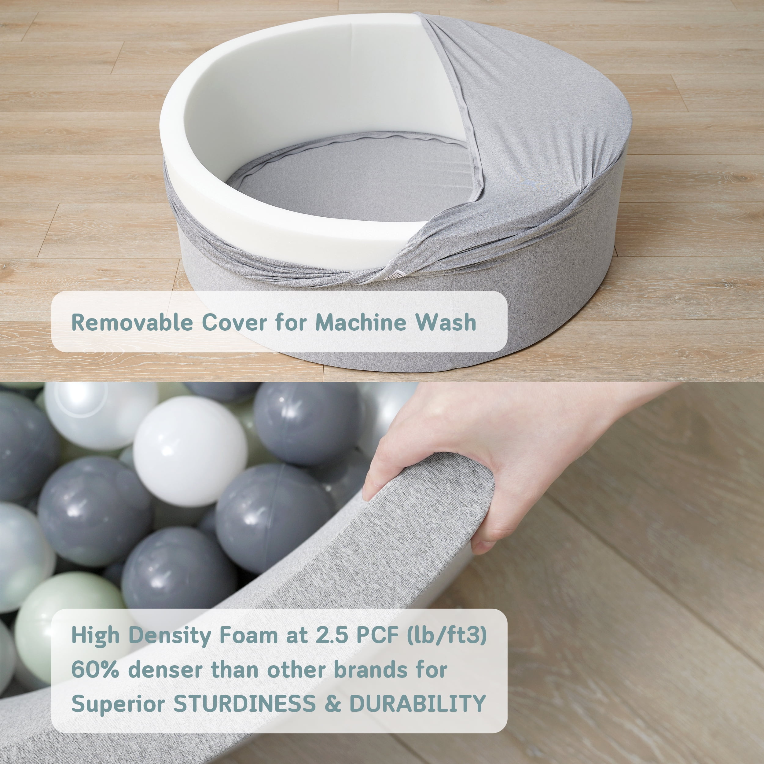 Buy Fortella Foam Ball Pit w/ 200 Balls Included 2.75 in, Round Ball Pit for Toddlers Kids