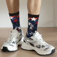 thumbnail image 6 of Gukieu Red Blue White Stars Print Contrast Color Mid-calf Socks, Sweat-wicking Athletic Socks, Unisex Clothing Accessories, 6 of 6
