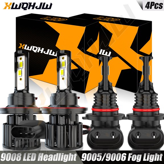 9008 9145 LED Headlight Hi/Low Beam Fog Light Bulb Kit For Jeep Compass 2007-2009 4Pcs