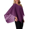 thumbnail image 4 of INSPIRE CHIC Women's Flowy Top V Neck Lightweight Chiffon Blouses Dressy Asymmetrical Shirt Double Layered Fall Top L Purple, 4 of 6