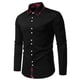 thumbnail image 1 of Blusa y camisa de manga larga con cuello vuelto para hombre, informal, con botones y retazos, de poliéster, 1 of 9