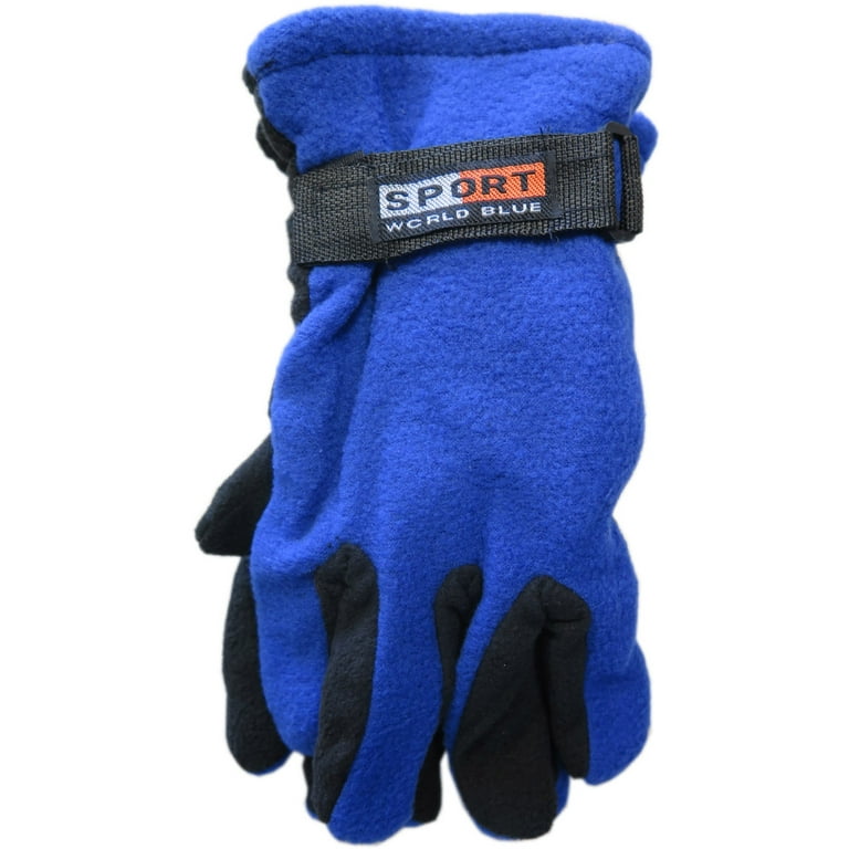 Sport World Blue Unisex Winter Fleece Gloves With Strap Assorted