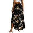 thumbnail image 5 of Floral Maxi Skirt for Women Fashion Casual High Waist Stretchy Printed A-Line Flowy Vcation Summer Beach Skirt Black, 5 of 9