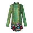 thumbnail image 5 of DENGDENG Elegant Blouses for Women Long Sleeve Turtleneck Shirts Fall Floral Print Mock Neck Tunic Tops To Wear with Leggings Plus Size Loose Fit Sweatshirts Fashion Winter Clothes Green XXL, 5 of 5