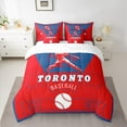 thumbnail image 2 of jejeloiu Toronto Bedding Comforter Set 7pcs,Ball Game Lover Queen Bedding Sets,Baseball Sport City Queen Sheet Sets For Children,Super Cozy Room Decor Reversible, 2 of 8