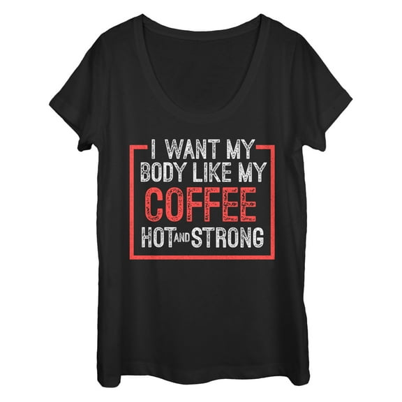 Women's CHIN UP Coffee Hot Strong  Scoop Neck Black X Large