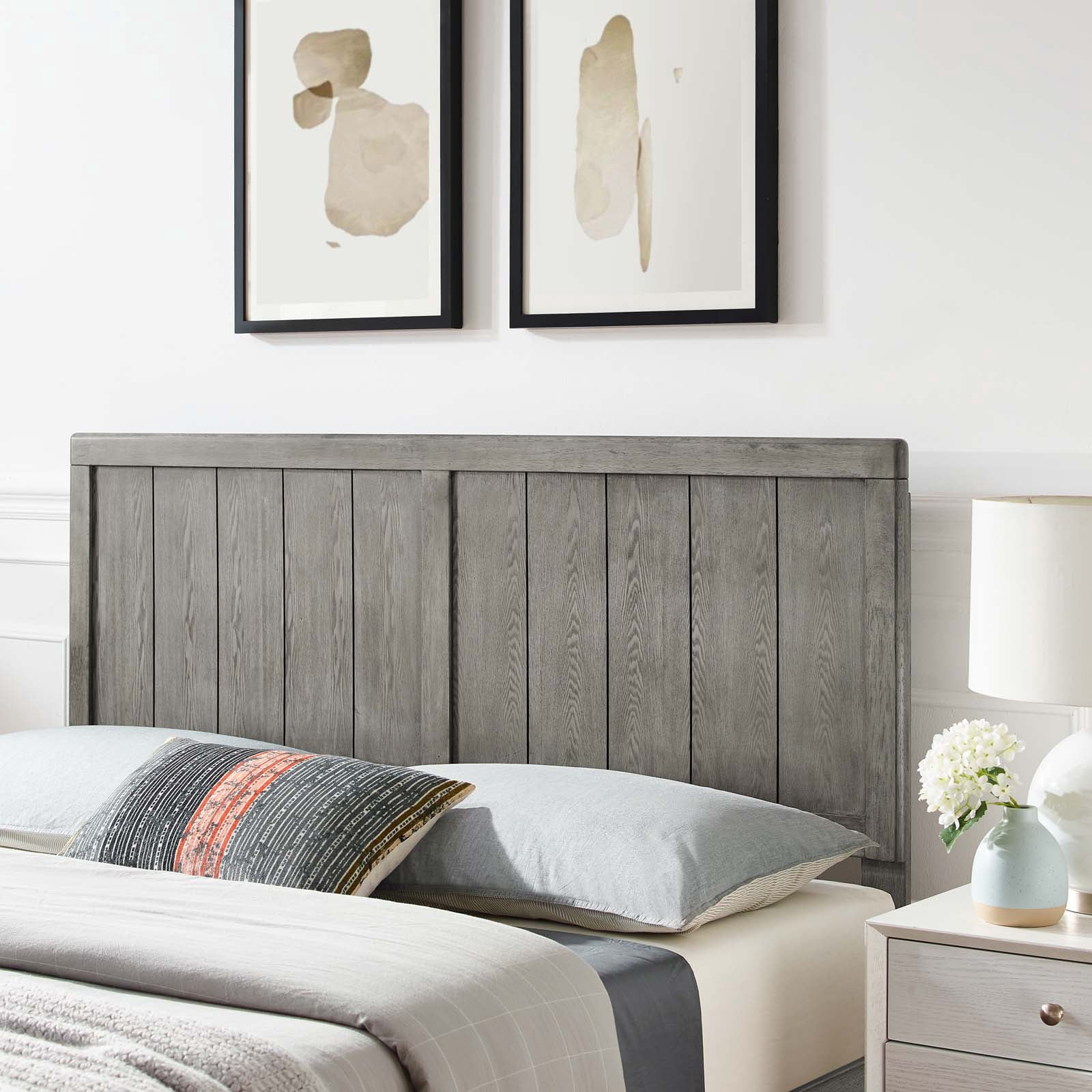 Headboard, Twin Size, Wood, Grey Gray, Modern Contemporary Urban Design, Bedroom Master Guest Suite