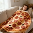 thumbnail image 5 of Funny Nap Pizza Blanket - Realistic Pepperoni Design, Double-Layer Microfiber Fleece Throw, Soft Cozy Blanket for Movie Nights Game Days, Home Decor Gift for Foodies, 5 of 5