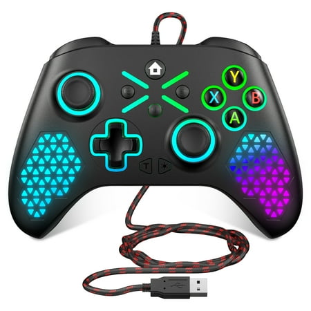 Bonacell Wired Gaming Controller for PC/Xbox(Upgrade Needed for Xbox) RGB Game Controller, Gamepad Compatible with PC Windows 7/8/10/11/Android/iOS, for Xbox One X/S Xbox Series X/S