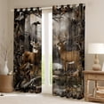thumbnail image 2 of Manfei Wild Animal Elk Black Out Curtains,Autumn Fall Maples Curtains Pack of 2 (42x63 Each),Brown Green Bedroom Curtains For Men Women,Microfiber Bedroom Decor, 2 of 6
