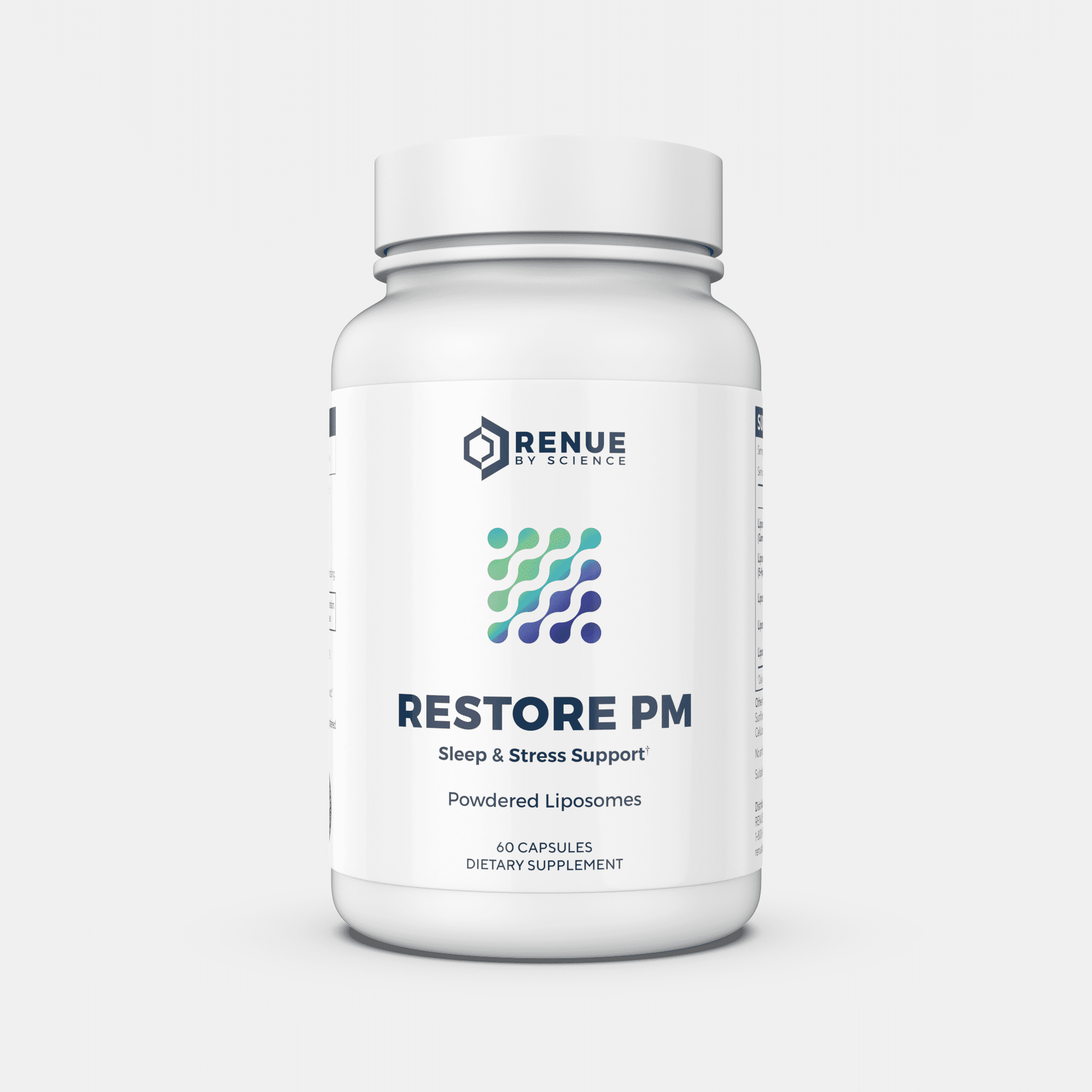 RENUE by SCIENCE Restore PM | Liposomal Melatonin GABA Supplements | 60 Capsules with Melatonin (3.5mg) 5HTP (100mg) Glutathione (65mg) Apigenin (75mg) GABA (150mg) - Non-GMO | Made in the USA