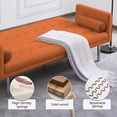 thumbnail image 2 of Zechuan Futon Tufted Back Convertible Sofa 68” Twin Size Bed - Orange, 2 of 9