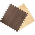thumbnail image 2 of get rung walnut woodgrain fitness mat with interlocking foam tiles for gym flooring. excellent for pilates, yoga, aerobic cardio work outs and kids playrooms. perfect exercise mat(wood, 864sqft), 2 of 3