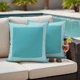 thumbnail image 4 of Turquoise Outdoor Waterproof Pillow Covers, Geometric Boho Ethnic Tile Chic Monochrome Decorative Square Throw Pillowcase Sofa Cushion Sham for Patio/Couch/Chair, 18"x18" 2 Pack, 4 of 8
