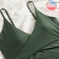 thumbnail image 3 of Gibobby Trajes de Baño para Mujer Traje de baño de cintura alta con cuello en V y recorte de bikini sexy de color sólido para mujer(Verde,G), 3 of 5