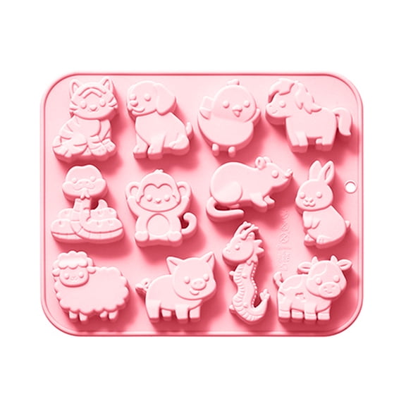 OIUR 12 Zodiac Silicone Ice Mold Chocolate Dessert Making Mold Flexible Ice Maker 12 Cavity Popsicle Molds for Halloween Party Drinks