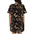 thumbnail image 3 of Bingfone Modern Golden Butterfly Print Pajamas Sets for Women Soft Short-Sleeved Pjs with Lounge Shorts Two Piece Sleepwear, 3 of 8