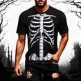 thumbnail image 2 of Men Halloween Skeleton Funny Print T-Shirt, Crew Neck Short Sleeve Slim Fit Novelty Graphic Casual Tee for Trick-or-Treat Daily Street Shopping Outfit(Black,XXXXXL), 2 of 4