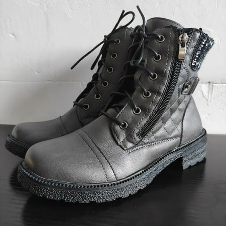 

TIANEK Ankle Pointed Toe Square Mid Heel Zip Belt Buckle Casual Female Fashion Solid Color Furry Boots For Women