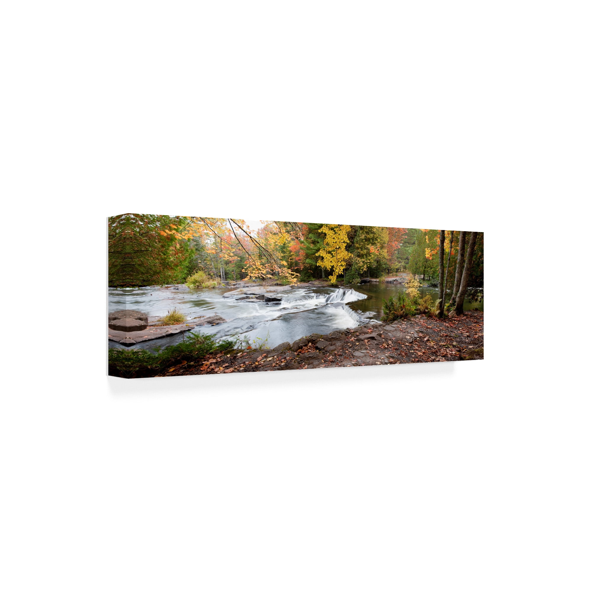 Trademark Fine Art 'Bond Falls Panorama In Fall Bruce Crossing Michigan' Canvas Art by Monte Nagler