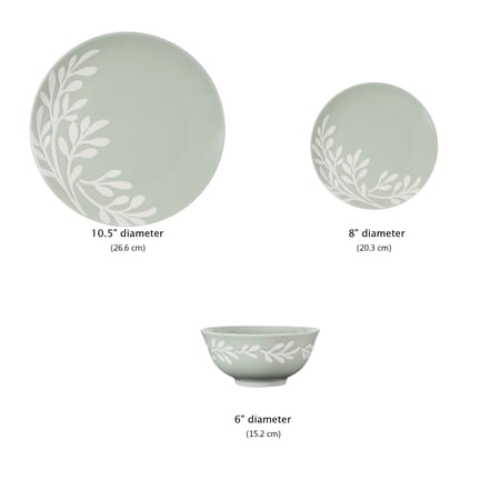 MAINSTAYS EMELIE 12-PIECE STONEWARE DINNERWARE SET GREEN