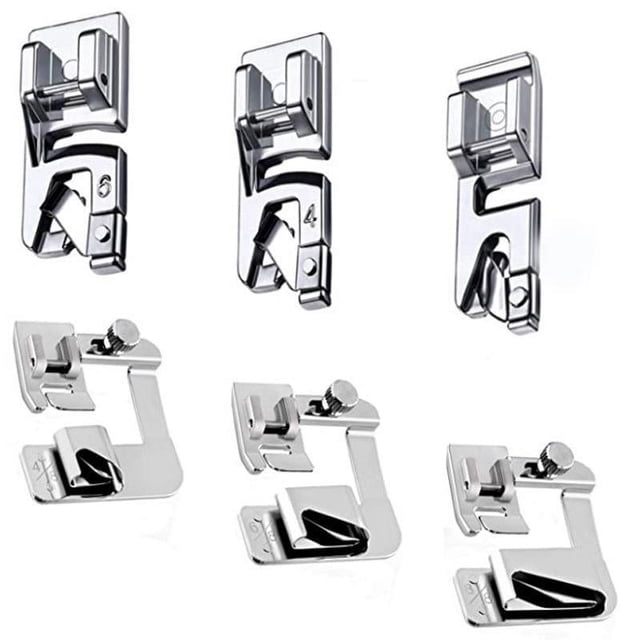 6Pcs Hemming Foot Adjustable Hemmer Foot Sewing Machine Rolled Hem s