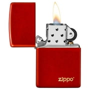 Zippo Metallic Red Matte Zippo Logo Pocket Lighter