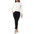 thumbnail image 2 of INSPIRE CHIC Women's Elegant Long Sleeve Blouse Ruffle Tie Neck Business Work Top S White, 2 of 6
