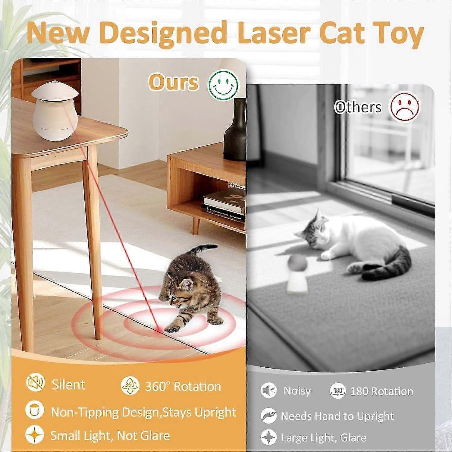 Laser Toys, Automatic Wireless Pet Lazer Toy for Indoor, Rechargeable Kitten