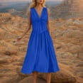 thumbnail image 6 of RYDCOT Beach Wedding Guest Dresses for Women Summer 2025 Sleeveless Deep V Neck Elegant Long Dress Casual Beach Vacation Dresses Flash&nbsp;Deals Blue, 6 of 6