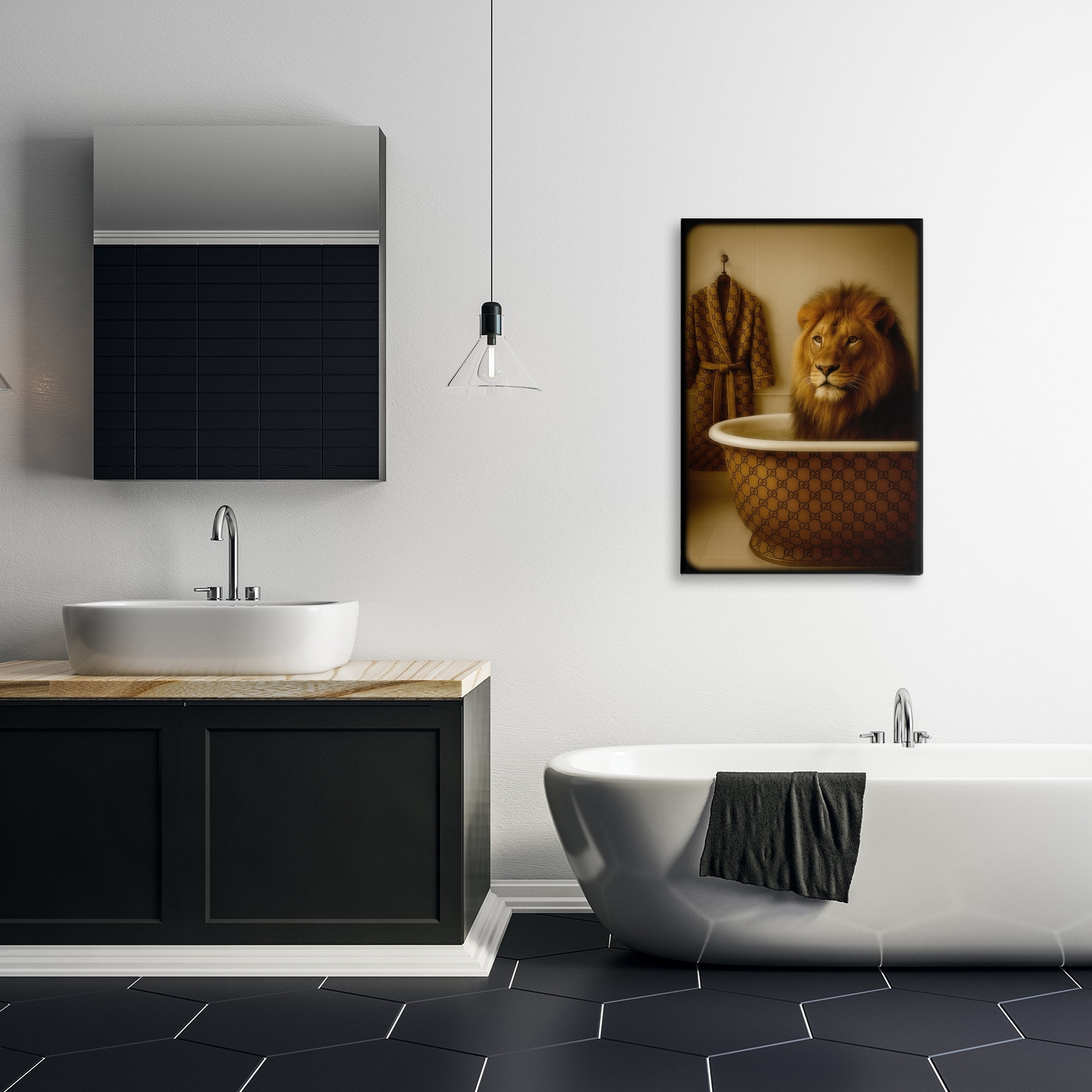 Stupell Industries Couture Lion in Luxury Tub Canvas Wall Art, design by Grotto Studios
