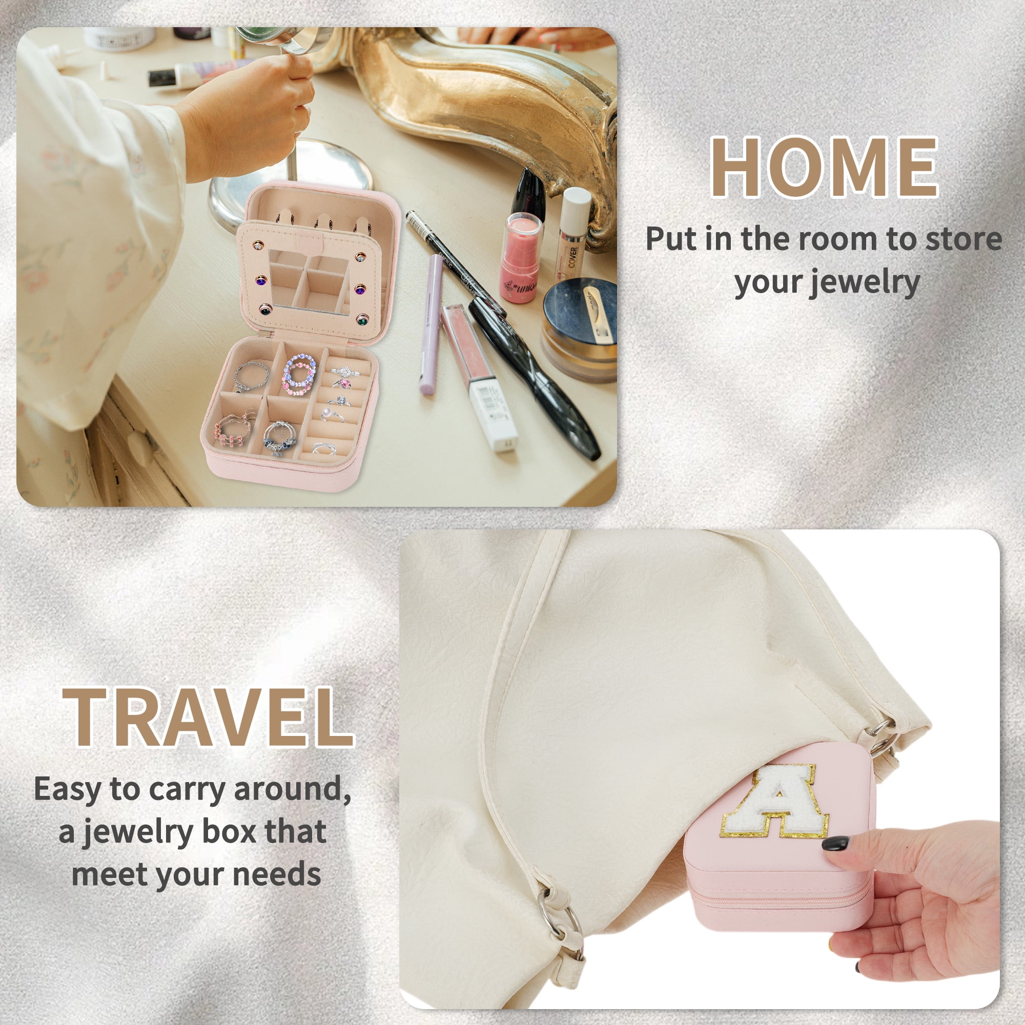 Unique Bargains Letter I Travel Jewelry Box, Organizer for Necklace and Ring