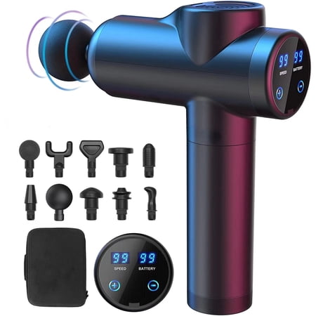 Massage gun, massage gun for neck shoulder deep massager with 99 speeds 10 massage heads electric handheld massager 2550 mAh LED display touch screen
