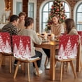 thumbnail image 5 of Christmas Tree Chair Covers Set of 1 White Xmas Tree Winter Snowflakes Red Chair Back Covers Stretch Removable Washable Slipcovers Protector for Dining Room Kitchen Party Decor, 5 of 5