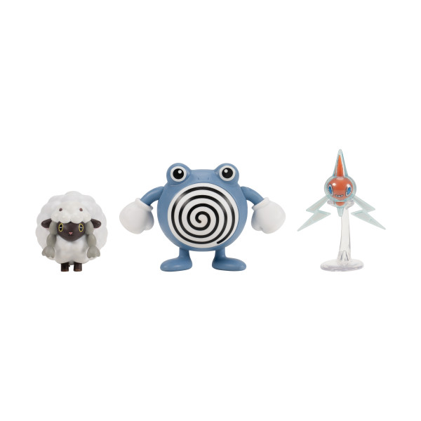 Pokemon Battle Figure 3 Pack - Features 2-Inch Rotom with Stand and Wooloo and 3-Inch Poliwhirl Battle Figures